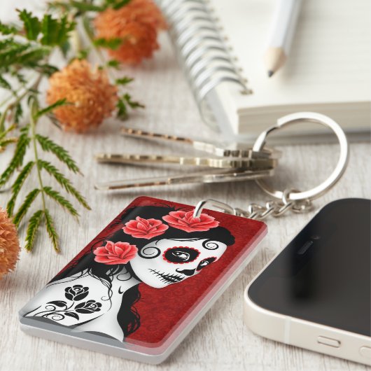 Dag van het meisje met de dode suikerschedel - roo sleutelhanger (Voorkant Rechts)