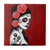 Dag van het meisje met de dode suikerschedel - roo tegeltje (Voorkant)