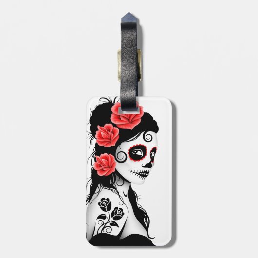 Dag van het meisje met de dode suikerschedel - wit bagagelabel (Achterkant verticaal)