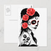 Dag van het meisje met de dode suikerschedel - wit briefkaart (Voorkant / Achterkant)