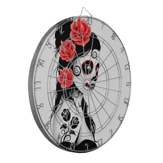 Dag van het meisje met de dode suikerschedel - wit dartbord (Voorkant Links)