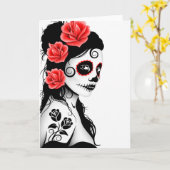 Dag van het meisje met de dode suikerschedel - wit kaart (Gele Bloem)