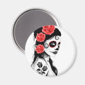 Dag van het meisje met de dode suikerschedel - wit magneet (Voorkant / Achterkant)