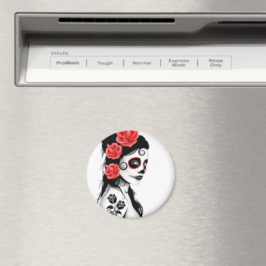 Dag van het meisje met de dode suikerschedel - wit magneet (Insitu (Vaatwasser))