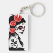 Dag van het meisje met de dode suikerschedel - wit sleutelhanger (achterkant)
