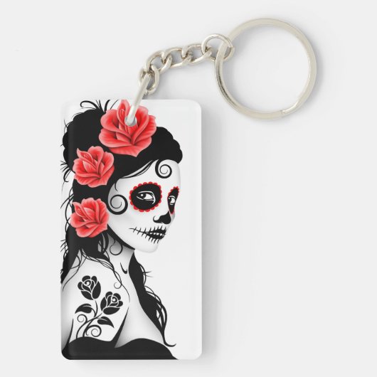 Dag van het meisje met de dode suikerschedel - wit sleutelhanger (achterkant)