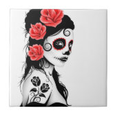 Dag van het meisje met de dode suikerschedel - wit tegeltje (Voorkant)