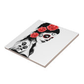 Dag van het meisje met de dode suikerschedel - wit tegeltje (Zijkant)