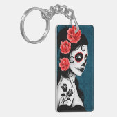 Dag van het meisje van de Dode Suiker - blauw Sleutelhanger (Voorkant Links)