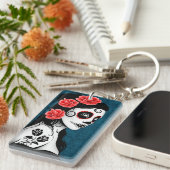 Dag van het meisje van de Dode Suiker - blauw Sleutelhanger (Voorkant Rechts)