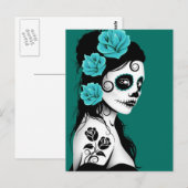 Dag van het meisje van de Dode Suiker - Blauwgroen Briefkaart (Voorkant / Achterkant)