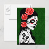 Dag van het meisje van de Dode Suiker - Groen Briefkaart (Voorkant / Achterkant)
