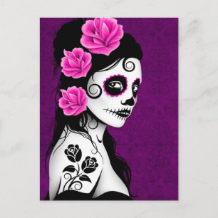 Dag van het meisje van de Dode Suiker - Paars Briefkaart