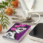 Dag van het meisje van de Dode Suiker - paars Sleutelhanger (Voorkant Rechts)