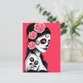 Dag van het meisje van de dode suikerschedel - Roz Briefkaart (Staand voorkant)
