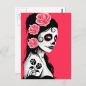 Dag van het meisje van de dode suikerschedel - Roz Briefkaart (Voorkant / Achterkant)