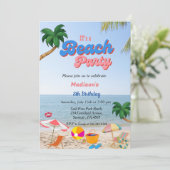 Dag van het meisjesstrand, zomerstrandverjaardag kaart (Staand voorkant)