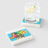 Dag van het oerwoud van de papegaai stenen onderzetter (Zijkant)