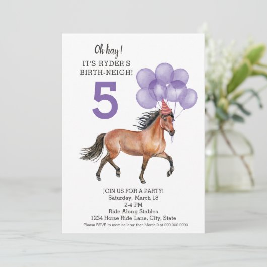 Dag van het paardenmeisje // verjaardagsfeest van  kaart (Staand voorkant)