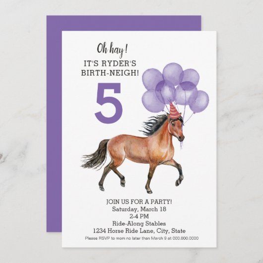 Dag van het paardenmeisje // verjaardagsfeest van  kaart (Voorkant / Achterkant)