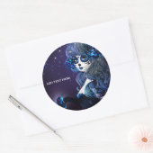 Dag van het Paarse Mexicaanse meisje van de Dood Ronde Sticker (Envelop)