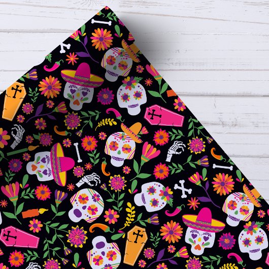 Dag van het patroon van de schedel van de dode sui cadeaupapier