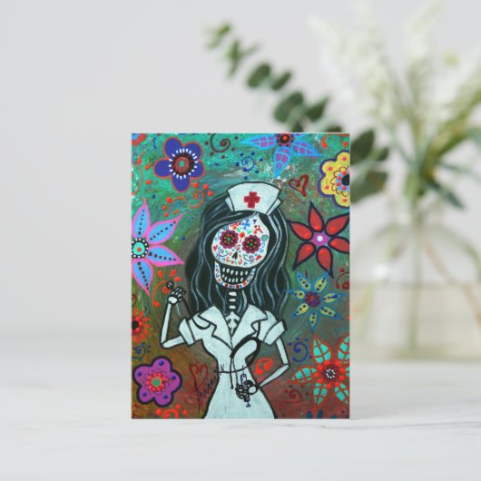 Dag van het schilderij van de dode verpleegster briefkaart (Staand voorkant)