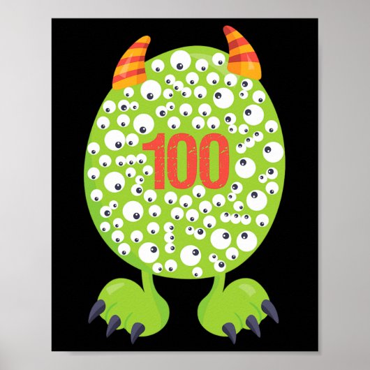 Dag van het schoolmonster Happy 100 Days Kinder Bo Poster (Voorkant)