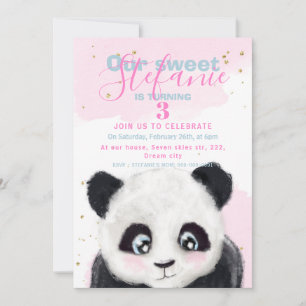 Dag van kleine panda-meisje aankondiging