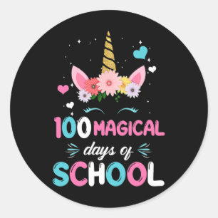Dag van kleuterschool voor meisjes 100 magische da ronde sticker