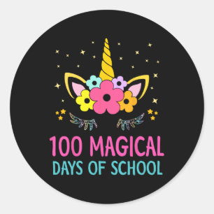 Dag van kleuterschool voor meisjes 100 magische da ronde sticker