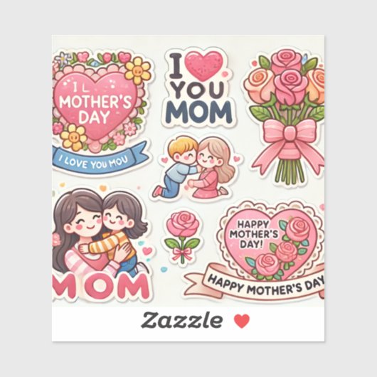 Dag van moederdag stickers (Vel)