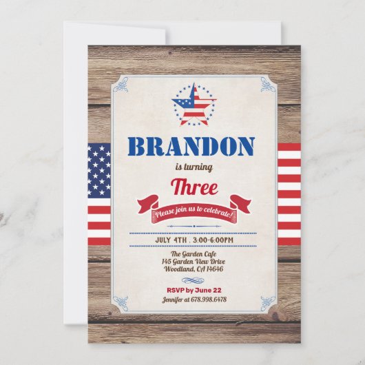 Dag van onafhankelijkheid van de vierde verjaardag kaart (Voorkant)