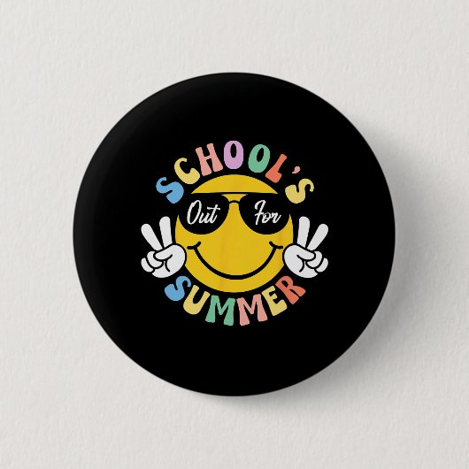 Dag van School Afstuderen Groovy Scholen Uit Voor Ronde Button 5,7 Cm (Voorkant)