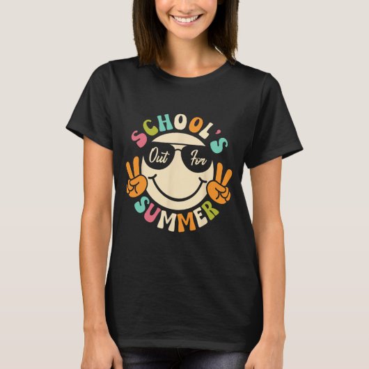 Dag van School Afstuderen Groovy Scholen Uit Voor T-shirt (Voorkant)