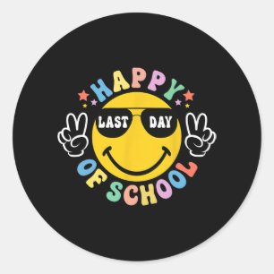 Dag van School Afstuderen Groovy Schools Student T Ronde Sticker