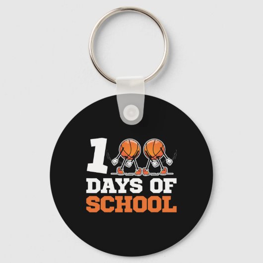 Dag van School Basketbal Kinder 100 dagen van Scho Sleutelhanger (Voorkant)
