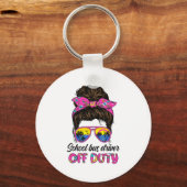 Dag van School Bus Driver Off Duty Messy Bun Sleutelhanger (Voorkant)
