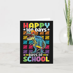 Dag van School Dino Kinder Happy 100 dagen Dinosau Kaart