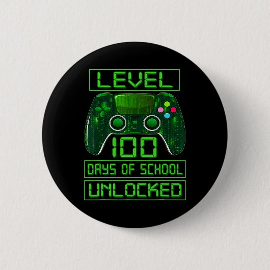 Dag van School Jongens Niveau 100 Dagen van School Ronde Button 5,7 Cm (Voorkant)