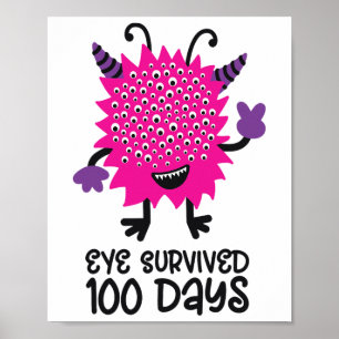 Dag van School Monster Meisjes Kinder Eye overleef Poster