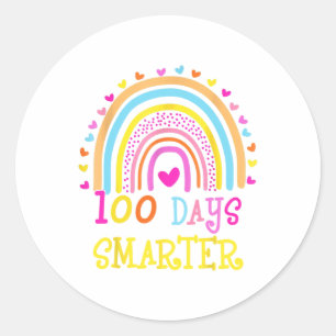 Dag van schoolleraar 100 dagen slimmere regenboog ronde sticker