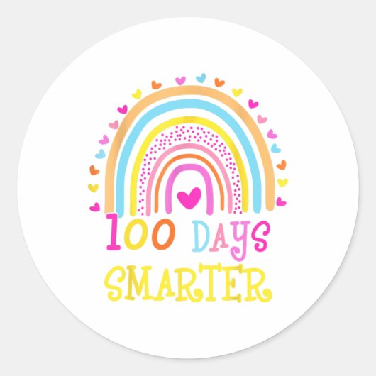 Dag van schoolleraar 100 dagen slimmere regenboog ronde sticker (Voorkant)