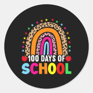 Dag van schoolleraren 100 dagen slimmer regenboog ronde sticker