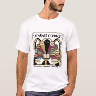 Dag van talen Art Deco-boek Polyglot begroetingen T-shirt