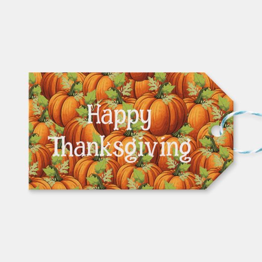 DAG VAN THANKSGIVING POMPOENEN CADEAULABEL (Voorkant (Horizontaal))