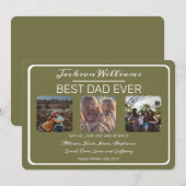 Dag van vaders Beste pap Ooit Olive Drie Foto Feestdagenkaart (Voorkant / Achterkant)