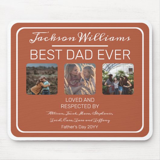 Dag van vaders Beste pap ooit Terra Cotta Drie Fot Muismat (Voorkant)