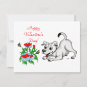 Dag van valentijn, hart, ventilator, puppy en vlin feestdagenkaart (Voorkant)