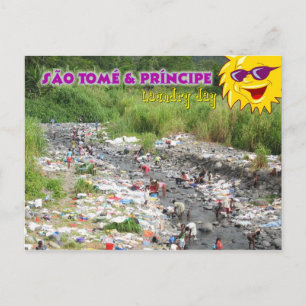 Dag van wasgoed in Sao Tomé en Principe, Afrika Briefkaart